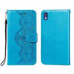 For Huawei Y5 (2019) / Honor 8S Flower Vine Embossing Pattern Horizontal Flip Leather Case with Card Slot & Holder & Wallet & Lanyard(Blue)