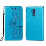 For Huawei Maimang 7 / Mate 20 Lite Flower Vine Embossing Pattern Horizontal Flip Leather Case with Card Slot & Holder & Wallet & Lanyard(Blue)