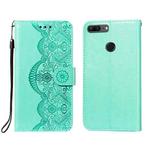 For Huawei Honor 7S / Y5 (2018) Flower Vine Embossing Pattern Horizontal Flip Leather Case with Card Slot & Holder & Wallet & Lanyard(Green)