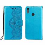 For Huawei Honor 8A / Y6 (2019) Flower Vine Embossing Pattern Horizontal Flip Leather Case with Card Slot & Holder & Wallet & Lanyard(Blue)