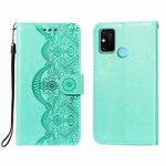 For Huawei Honor 9A Flower Vine Embossing Pattern Horizontal Flip Leather Case with Card Slot & Holder & Wallet & Lanyard(Green)