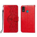 For Huawei Honor 9X Lite Flower Vine Embossing Pattern Horizontal Flip Leather Case with Card Slot & Holder & Wallet & Lanyard(Red)