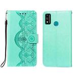 For Huawei Honor 9X Lite Flower Vine Embossing Pattern Horizontal Flip Leather Case with Card Slot & Holder & Wallet & Lanyard(Green)