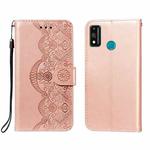 For Huawei Honor 9X Lite Flower Vine Embossing Pattern Horizontal Flip Leather Case with Card Slot & Holder & Wallet & Lanyard(Rose Gold)