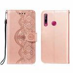 For Huawei Honor 10i Flower Vine Embossing Pattern Horizontal Flip Leather Case with Card Slot & Holder & Wallet & Lanyard(Rose Gold)