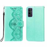 For Huawei Honor 30 Flower Vine Embossing Pattern Horizontal Flip Leather Case with Card Slot & Holder & Wallet & Lanyard(Green)