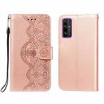 For Huawei Honor 30 Flower Vine Embossing Pattern Horizontal Flip Leather Case with Card Slot & Holder & Wallet & Lanyard(Rose Gold)