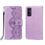 For Huawei Honor 30 Flower Vine Embossing Pattern Horizontal Flip Leather Case with Card Slot & Holder & Wallet & Lanyard(Purple)
