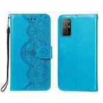 For Huawei Honor 30S Flower Vine Embossing Pattern Horizontal Flip Leather Case with Card Slot & Holder & Wallet & Lanyard(Blue)