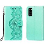 For Huawei Honor V30 / V30 Pro Flower Vine Embossing Pattern Horizontal Flip Leather Case with Card Slot & Holder & Wallet & Lanyard(Green)