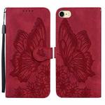 Retro Skin Feel Butterflies Embossing Horizontal Flip Leather Case with Holder & Card Slots & Wallet For iPhone 6 / 6s(Red)