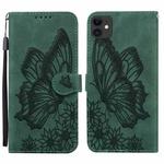 For iPhone 11 Retro Skin Feel Butterflies Embossing Horizontal Flip Leather Case with Holder & Card Slots & Wallet (Green)