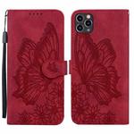 For iPhone 11 Pro Max Retro Skin Feel Butterflies Embossing Horizontal Flip Leather Case with Holder & Card Slots & Wallet (Red)