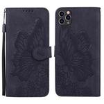For iPhone 11 Pro Max Retro Skin Feel Butterflies Embossing Horizontal Flip Leather Case with Holder & Card Slots & Wallet (Black)