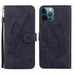 For iPhone 12 Pro Max Retro Skin Feel Butterflies Embossing Horizontal Flip Leather Case with Holder & Card Slots & Wallet(Black)