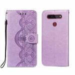 For LG K41S / K51S Flower Vine Embossing Pattern Horizontal Flip Leather Case with Card Slot & Holder & Wallet & Lanyard(Purple)