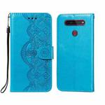 For LG K41S / K51S Flower Vine Embossing Pattern Horizontal Flip Leather Case with Card Slot & Holder & Wallet & Lanyard(Blue)