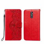 For LG Stylo 4 Flower Vine Embossing Pattern Horizontal Flip Leather Case with Card Slot & Holder & Wallet & Lanyard(Red)