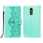 For LG Stylo 5 Flower Vine Embossing Pattern Horizontal Flip Leather Case with Card Slot & Holder & Wallet & Lanyard(Green)