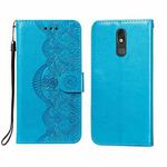 For LG Stylo 5 Flower Vine Embossing Pattern Horizontal Flip Leather Case with Card Slot & Holder & Wallet & Lanyard(Blue)