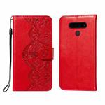 For LG Stylo 6 Flower Vine Embossing Pattern Horizontal Flip Leather Case with Card Slot & Holder & Wallet & Lanyard(Red)