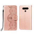 For LG Stylo 6 Flower Vine Embossing Pattern Horizontal Flip Leather Case with Card Slot & Holder & Wallet & Lanyard(Rose Gold)