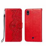 For LG K20 Flower Vine Embossing Pattern Horizontal Flip Leather Case with Card Slot & Holder & Wallet & Lanyard(Red)