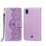 For LG K20 Flower Vine Embossing Pattern Horizontal Flip Leather Case with Card Slot & Holder & Wallet & Lanyard(Purple)