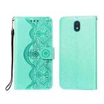 For LG K30 Flower Vine Embossing Pattern Horizontal Flip Leather Case with Card Slot & Holder & Wallet & Lanyard(Green)