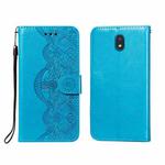 For LG K30 Flower Vine Embossing Pattern Horizontal Flip Leather Case with Card Slot & Holder & Wallet & Lanyard(Blue)