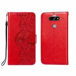 For LG K31 Flower Vine Embossing Pattern Horizontal Flip Leather Case with Card Slot & Holder & Wallet & Lanyard(Red)