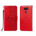 For LG K40S Flower Vine Embossing Pattern Horizontal Flip Leather Case with Card Slot & Holder & Wallet & Lanyard(Red)
