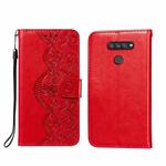 For LG K50S Flower Vine Embossing Pattern Horizontal Flip Leather Case with Card Slot & Holder & Wallet & Lanyard(Red)