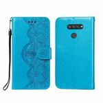 For LG K50S Flower Vine Embossing Pattern Horizontal Flip Leather Case with Card Slot & Holder & Wallet & Lanyard(Blue)