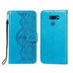 For LG K50 Flower Vine Embossing Pattern Horizontal Flip Leather Case with Card Slot & Holder & Wallet & Lanyard(Blue)