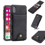 For iPhone XS / X Cloth Texture + TPU Shockproof Protective Case with Vertical Flip Card Slots(Black)