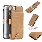 For iPhone SE 2020 & 8 & 7 Cloth Texture + TPU Shockproof Protective Case with Vertical Flip Card Slots(Khaki)