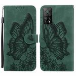 For Xiaomi Mi 10T Pro 5G Retro Skin Feel Butterflies Embossing Horizontal Flip Leather Case with Holder & Card Slots & Wallet(Green)