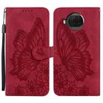 For Xiaomi Mi 10T Lite 5G Retro Skin Feel Butterflies Embossing Horizontal Flip Leather Case with Holder & Card Slots & Wallet(Red)