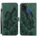 For Samsung Galaxy A21s Retro Skin Feel Butterflies Embossing Horizontal Flip Leather Case with Holder & Card Slots & Wallet(Green)