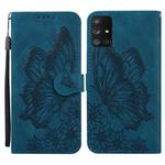 For Samsung Galaxy A71 Retro Skin Feel Butterflies Embossing Horizontal Flip Leather Case with Holder & Card Slots & Wallet(Blue)