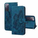 For Samsung Galaxy S20 FE Retro Skin Feel Butterflies Embossing Horizontal Flip Leather Case with Holder & Card Slots & Wallet(Blue)