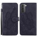 For Samsung Galaxy S21 5G Retro Skin Feel Butterflies Embossing Horizontal Flip Leather Case with Holder & Card Slots & Wallet(Black)