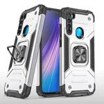 For Xiaomi Redmi Note 8 Magnetic Armor Shockproof TPU + PC Case with Metal Ring Holder(Silver)