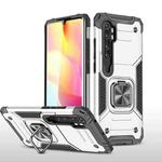 For Xiaomi Note 10 Lite Magnetic Armor Shockproof TPU + PC Case with Metal Ring Holder(Silver)