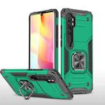 For Xiaomi Note 10 Lite Magnetic Armor Shockproof TPU + PC Case with Metal Ring Holder(Dark Green)