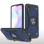 For Xiaomi Redmi 9A Magnetic Armor Shockproof TPU + PC Case with Metal Ring Holder(Blue)