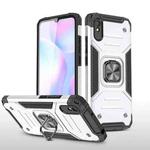 For Xiaomi Redmi 9A Magnetic Armor Shockproof TPU + PC Case with Metal Ring Holder(Silver)