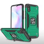 For Xiaomi Redmi 9A Magnetic Armor Shockproof TPU + PC Case with Metal Ring Holder(Dark Green)