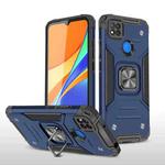 For Xiaomi Redmi 9C Magnetic Armor Shockproof TPU + PC Case with Metal Ring Holder(Blue)